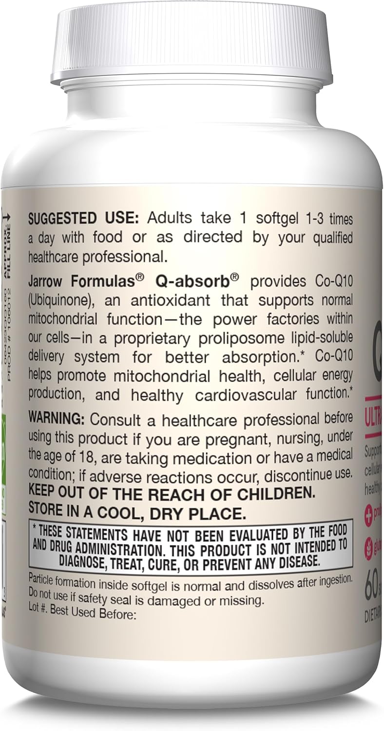 How to Use Image: Jarrow Formulas CoQ10 Ubiquinone 100mg softgels usage instructions