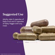 Natrol JuiceFestiv Daily Fruit and Daily Veggie capsule supplement usage instructions bottles 60 capsules each
