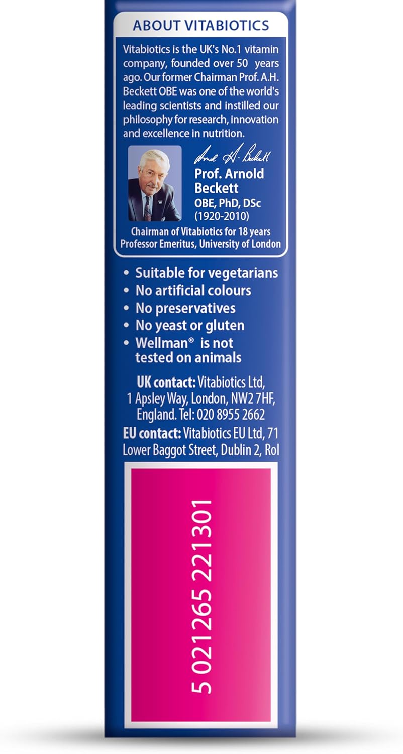 Wellman Original Health & Vitality Multivitamins 30 tablets daily usage 