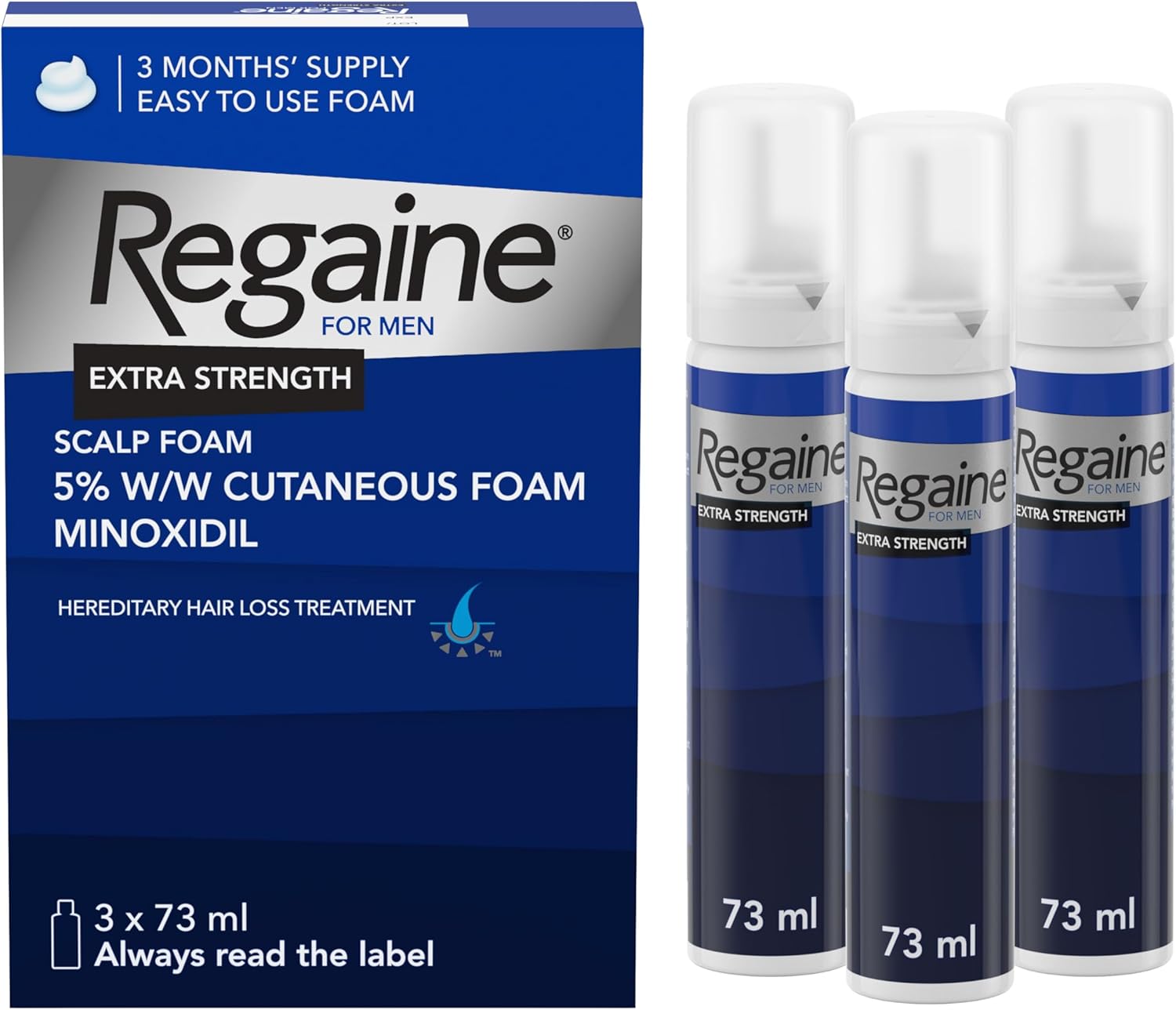 Regaine For Men Extra Strength Scalp Foam 5% Minoxidil triple pack 3 x 73ml