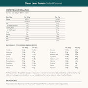 Nutritional info & ingredients for Nuzest Clean Lean Protein Salted Caramel.