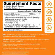 Doctor's Best High Absorption Curcumin, bottle packaging, unflavoured, 1000mg, 120 capsules, supplement facts and ingredients