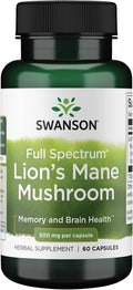 Swanson Full Spectrum Lion's Mane Pilz 60 Kapseln | Unterstützung für Gedächtnis und Gehirnfunktion