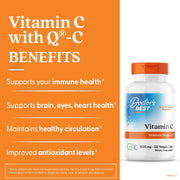 Doctor's Best Vitamin C 1000mg, bottle packaging, unflavoured, 1000mg, 120 or 360 veggie capsules, daily dietary supplement use