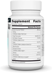 Supplement facts & ingredients image: Source Naturals Essential Enzymes 500mg ingredient panel bottle 60 count
