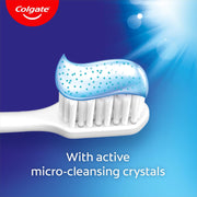 Colgate Advanced White XL Toothpaste 125ml tube application with toothbrush