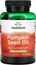 Aceite de Semilla de Calabaza Swanson 100 Cápsulas Blandas | 1000 mg | Apoyo para Corazón, Cerebro y Próstata