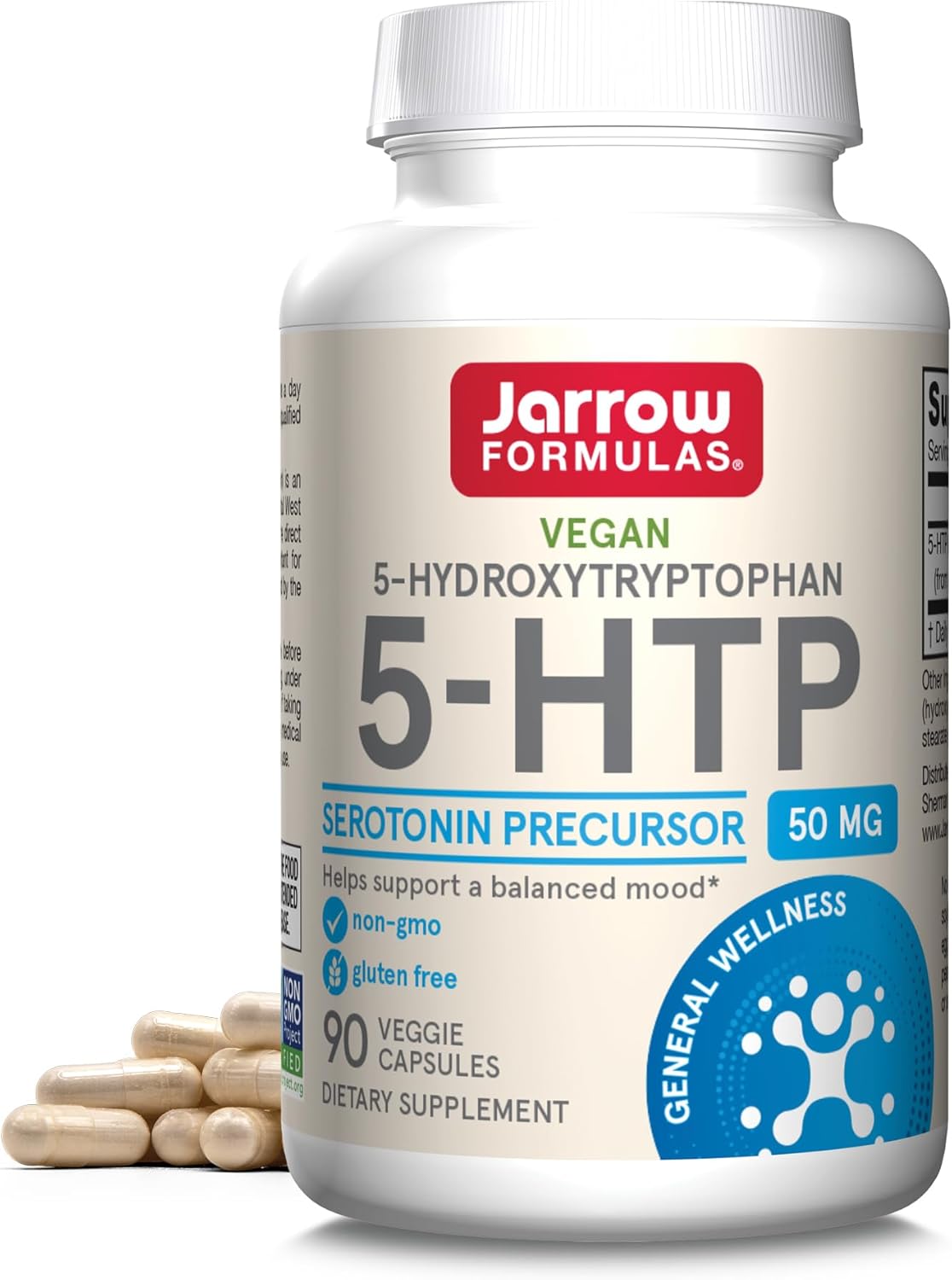 Jarrow Formulas 5-HTP 50mg veggie capsules bottle 90 count