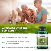 Swanson Full Spectrum Milk Thistle herbal supplement vegan capsule bottle lifestyle image 100 count