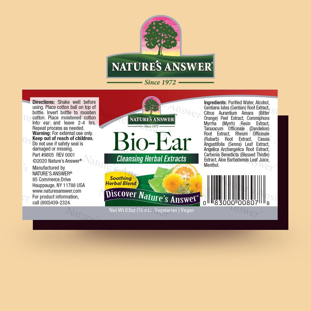 Nature's Answer Bio-Ear Herbal Topical Formula 15ml barcode packaging