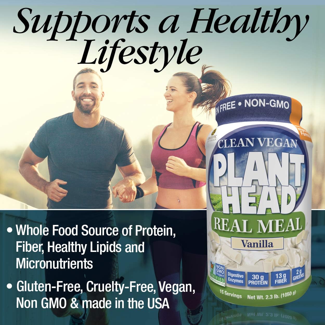 Genceutic Naturals Plant Head Real Meal Vegan Protein Powder Vanilla – 1050g