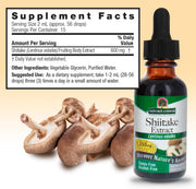 Nature’s Answer Shiitake Mushroom Alcohol-Free Liquid Extract 30ml supplement facts label