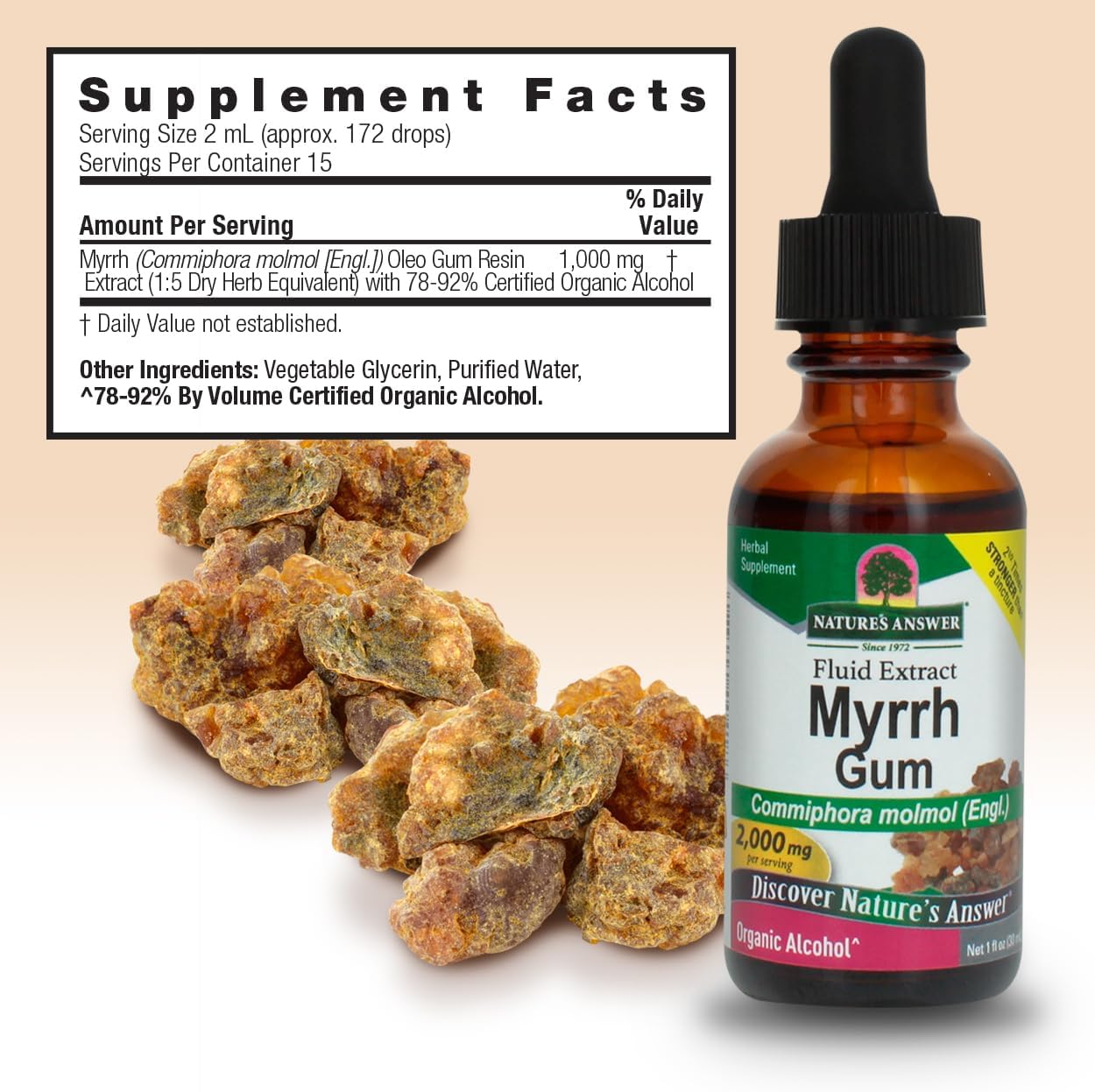 Nature’s Answer Myrrh liquid extract supplement facts 30ml bottle