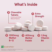 Jarrow Formulas Methyl B-12 1000mcg and folate 400mcg chewable tablets daily use lifestyle 100 count