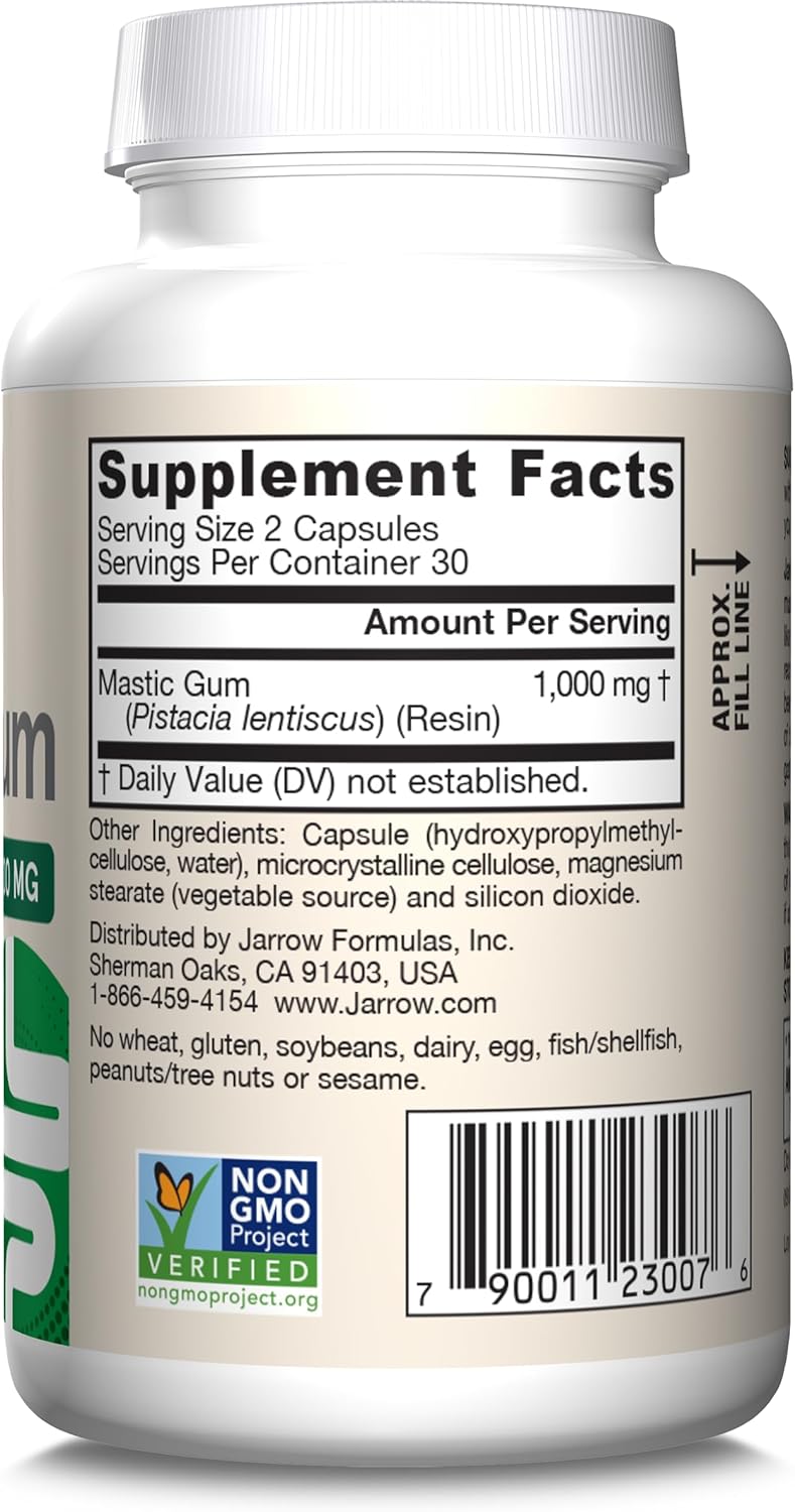 Barcode Image: Jarrow Formulas mastic gum 1000mg veggie 60 capsules barcode packaging