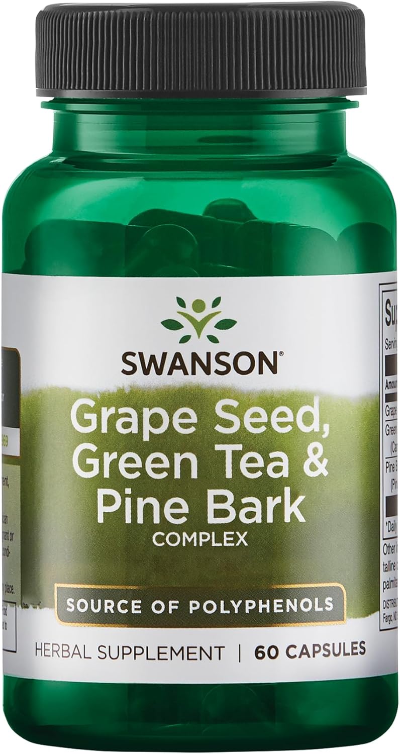 Swanson Grape Seed Green Tea Pine Bark herbal supplement capsule bottle 60 capsules
