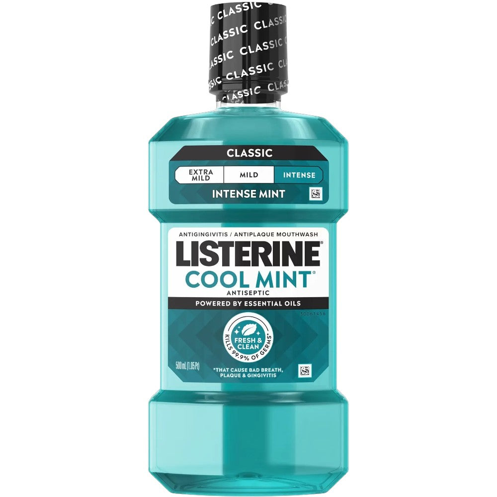 Listerine Cool Mint Antiseptic Mouthwash Intense Mint oral rinse bottle 500ml