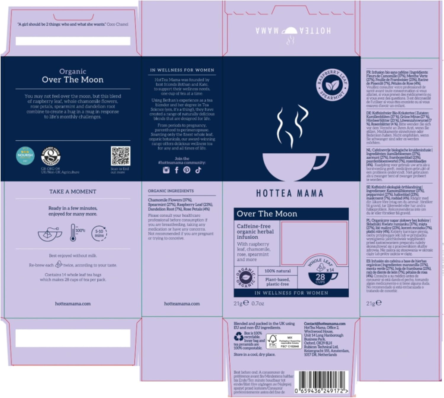 Barcode Image: Hottea Mama over the moon tea 14 bags barcode packaging
