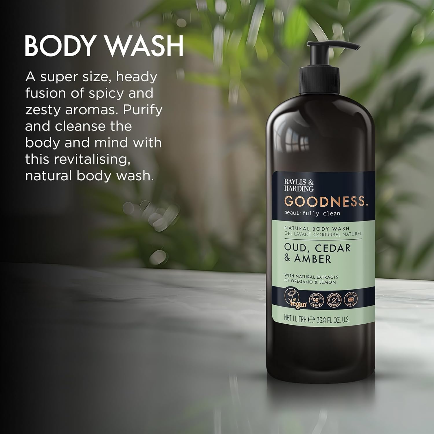 Baylis & Harding Body Wash Duo Oud Cedar Amber & Rose Geranium – 2 x 1L