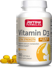 Jarrow Formulas Vitamin D3 62.5mcg 2500 IU softgels bottle 100 count
