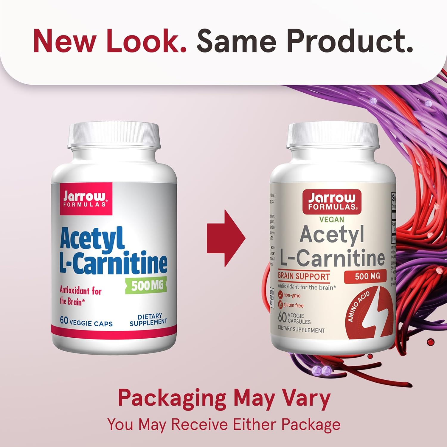 Jarrow Formulas Acetyl L-Carnitine 500mg Veggie Capsules new look