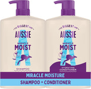 Aussie Miracle Moist Shampoo and Conditioner pump bottles 2 x 1L