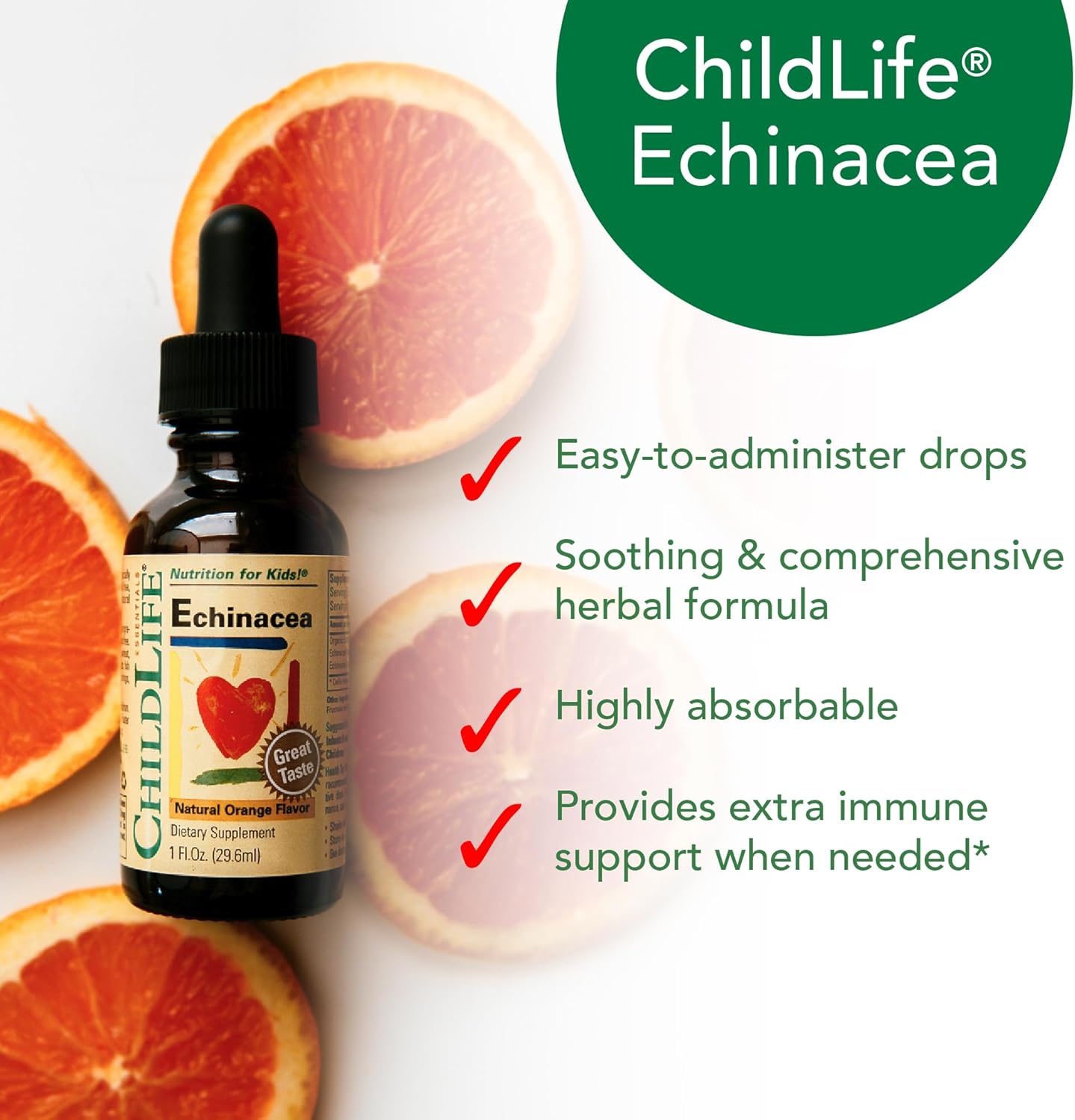 ChildLife Essentials Echinacea drops infant child liquid supplement orange flavour 30ml