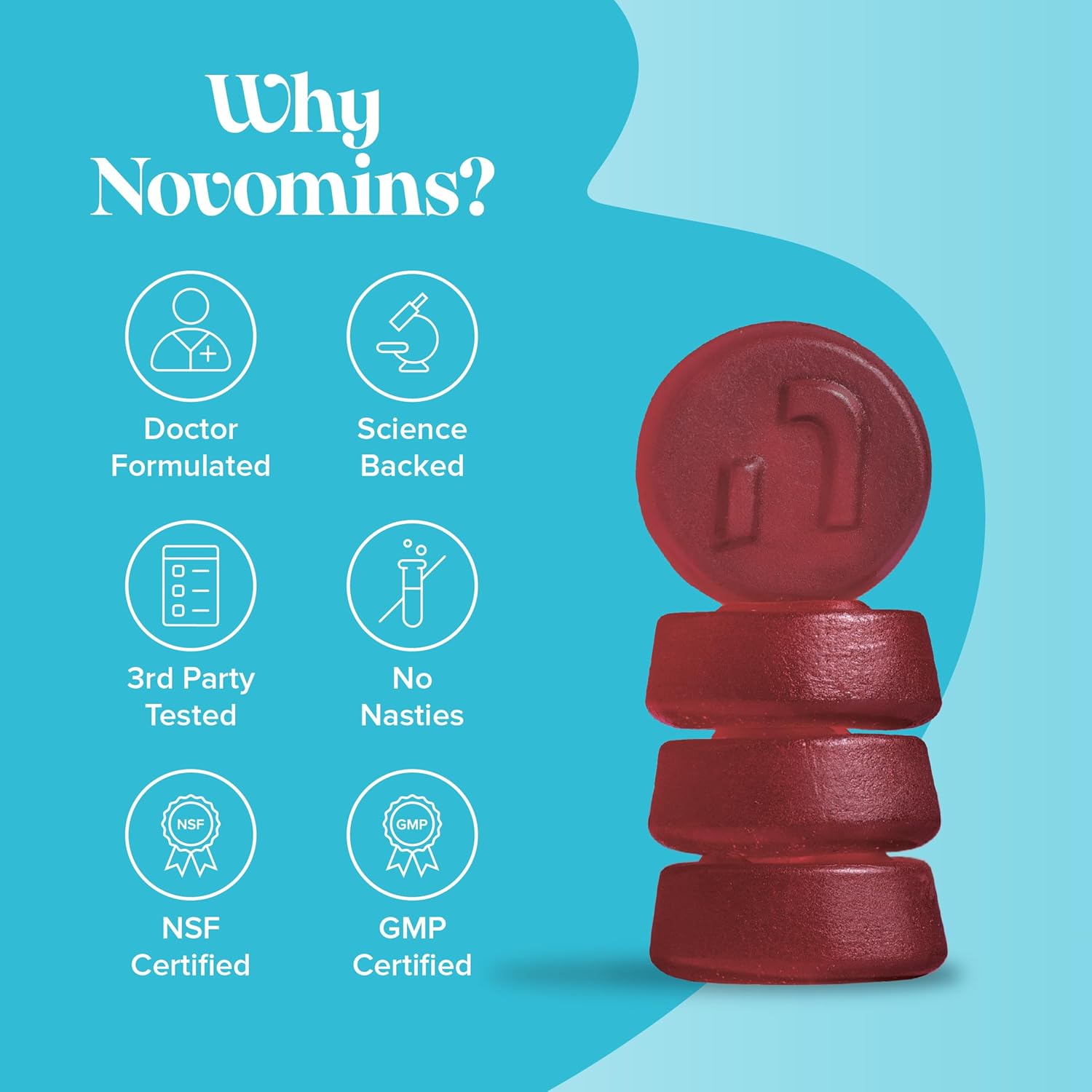 Novomins Hair Skin Nails Gummies Orange 60 Count doctor formulated third party tested gummies