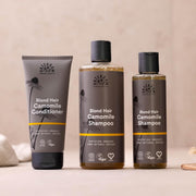 Urtekram Blond Hair Camomile Shampoo, shampoo bottle packaging, mild chamomile fragrance, 500ml, blonde haircare use & other variants