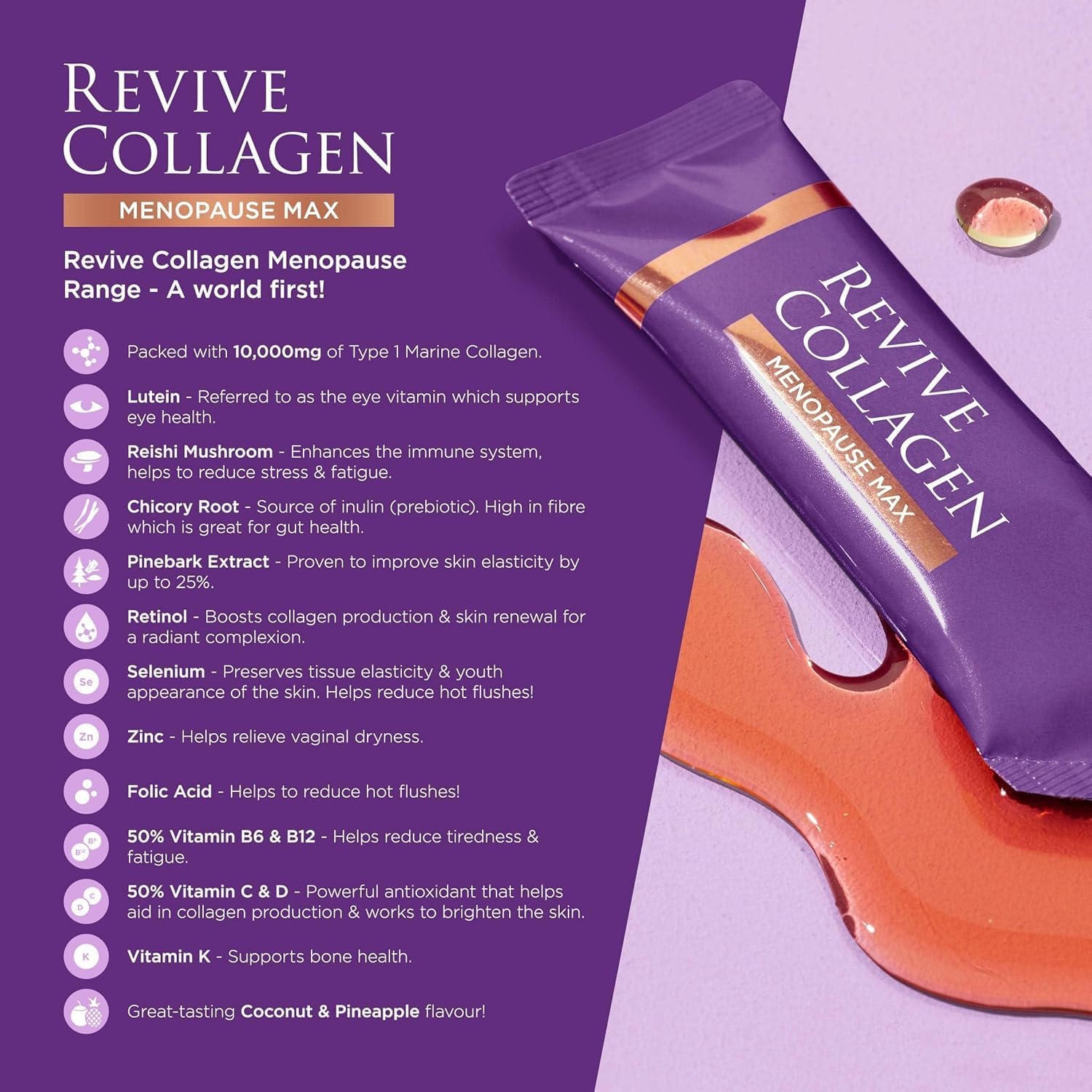 Revive Collagen Menopause Max Drink Pineapple & Coconut - 14 x 22g