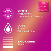 Durex Surprise Me Variety Pack Condoms 40 Count Features Regular Fit Extra Silicone Lube Thick Texture Variant