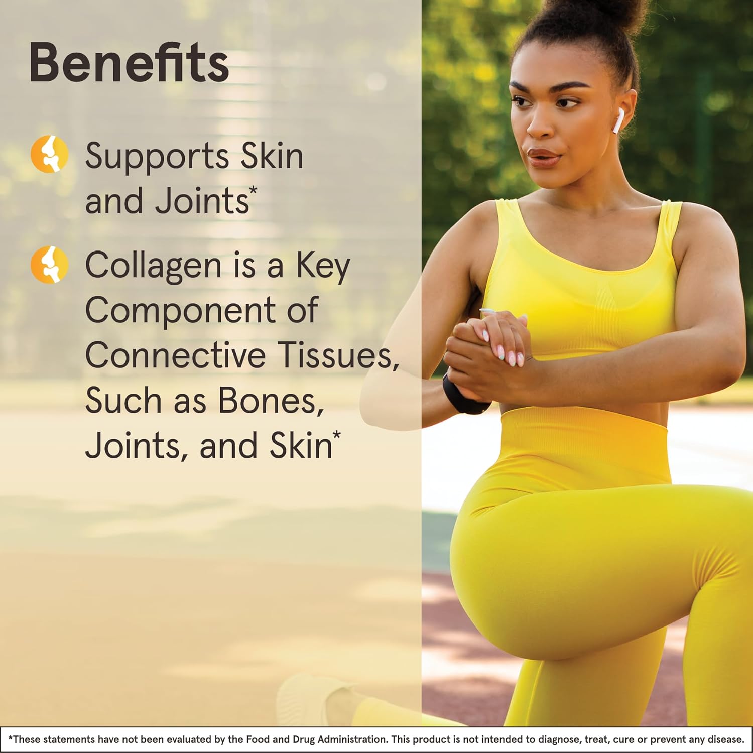 Lifestyle Image: Jarrow Formulas type II collagen complex 1000mg capsules daily supplement use 60 count