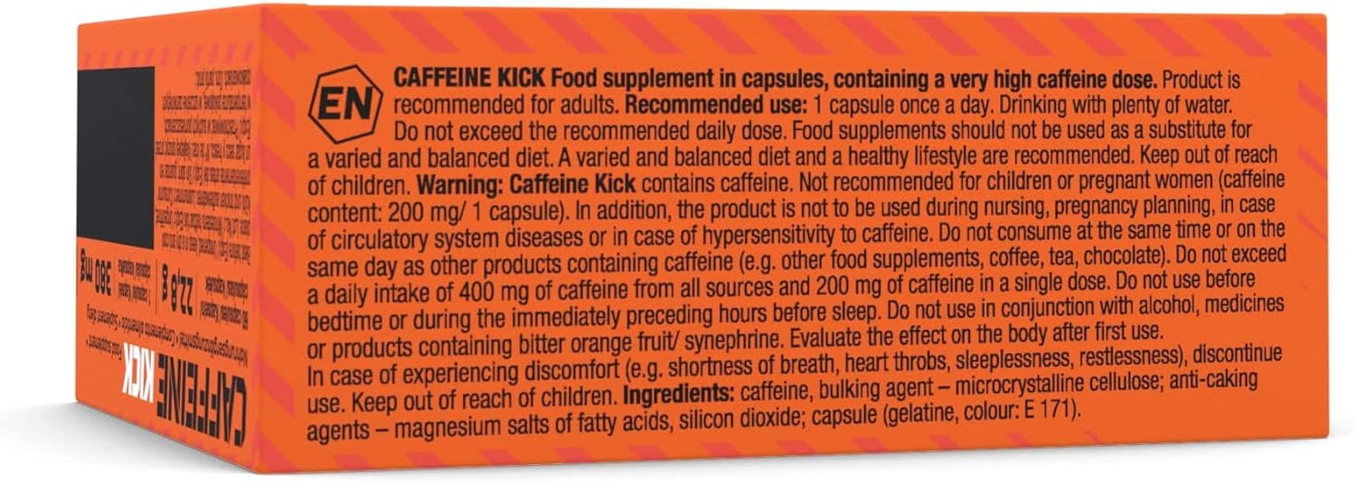 Olimp Caffeine Kick 200mg 60 capsules daily intake with water
