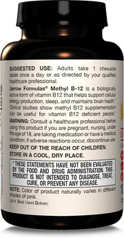 How to Use Image: Jarrow Formulas Methyl B-12 1000mcg chewable tablets lemon usage instructions 100 count