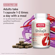 How to Use Image: Jarrow Formulas Shilajit 250mg veggie capsules 60 count usage instructions with meal