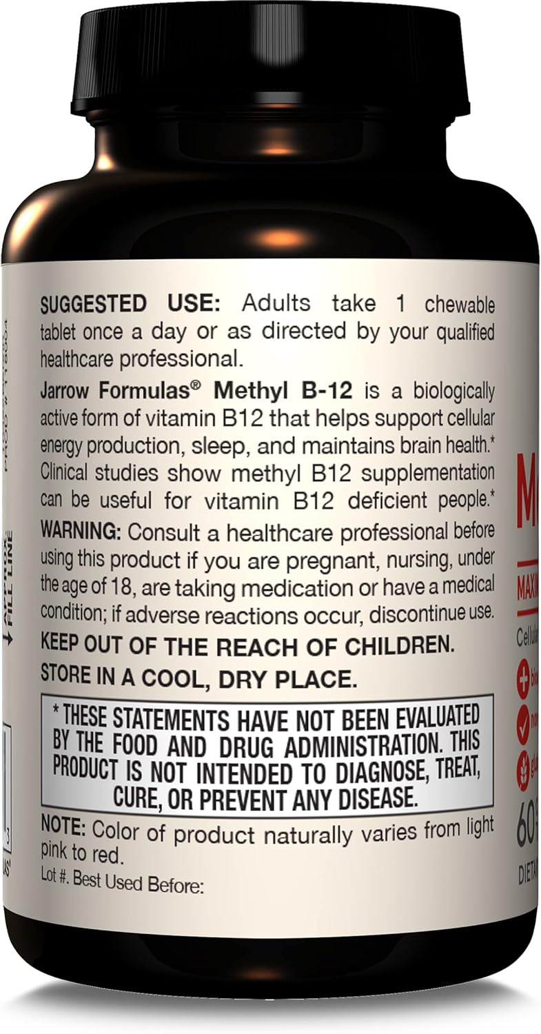 How to Use Image: Jarrow Formulas Methyl B-12 5000mcg chewable tablets fruit flavored usage instructions