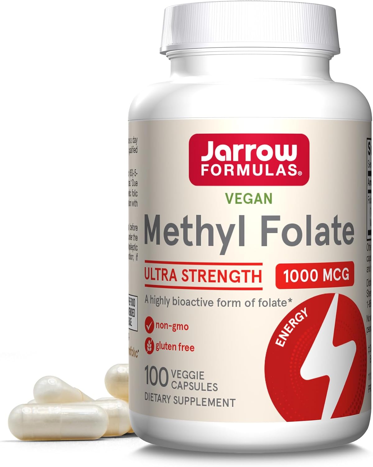 Front Image: Jarrow Formulas Methyl Folate 1000mcg veggie capsules 100 count front packaging bottle