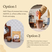 Four Sigmatic Organic Non-Dairy Creamer, Chocolate - 120g. Can enjoy hot or cold.