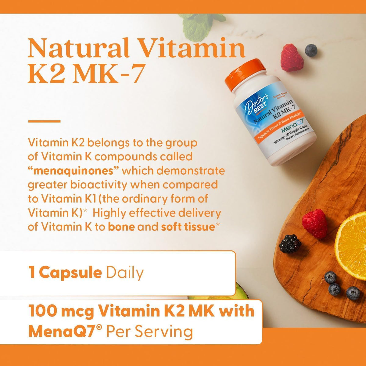 Natural Vitamin K2 MK-7 mit MENAQ7, 100 MCG