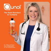 Lifestyle/use image: Qunol Liquid Turmeric Curcumin orange liquid supplement daily use 600ml