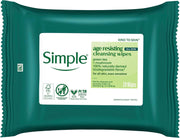 Simple Kind to Skin Age Resisting Cleansing Wipes, resealable pack packaging, unscented, 20 wipes