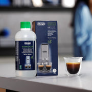 De'Longhi EcoDecalk Coffee Machine Descaler, bottle and carton packaging, unscented formula, 500ml, coffee machine maintenance use