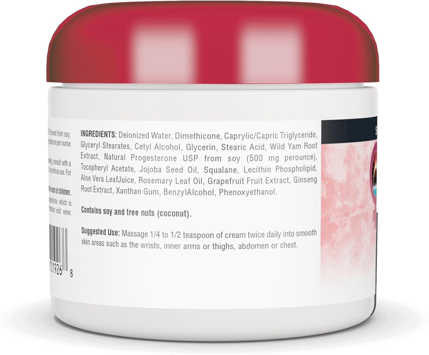 Ingredients and usage instructions for Source Naturals Cream.