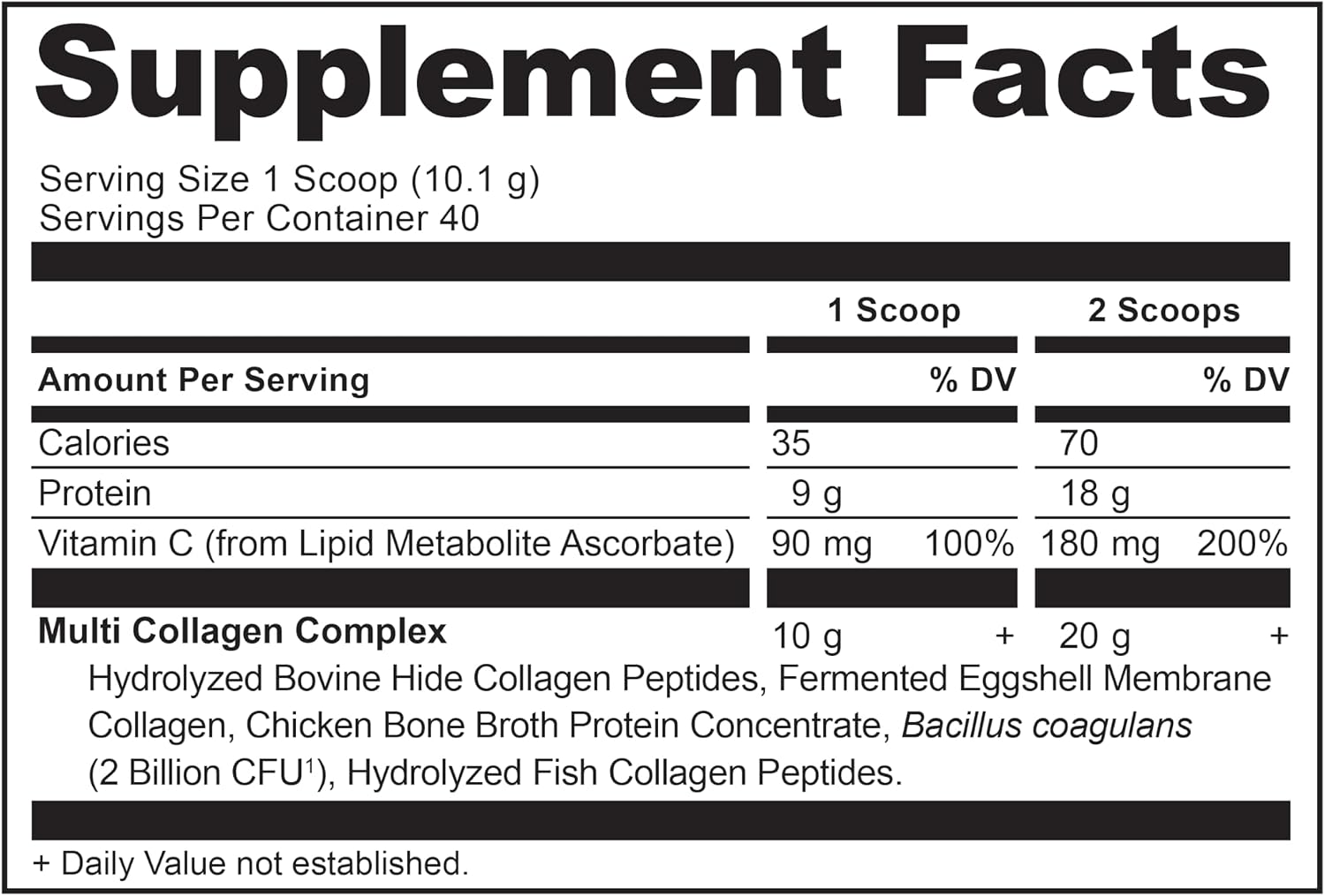 Ancient Nutrition Multi Collagen Protein Powder 404g supplement facts and ingredients panel