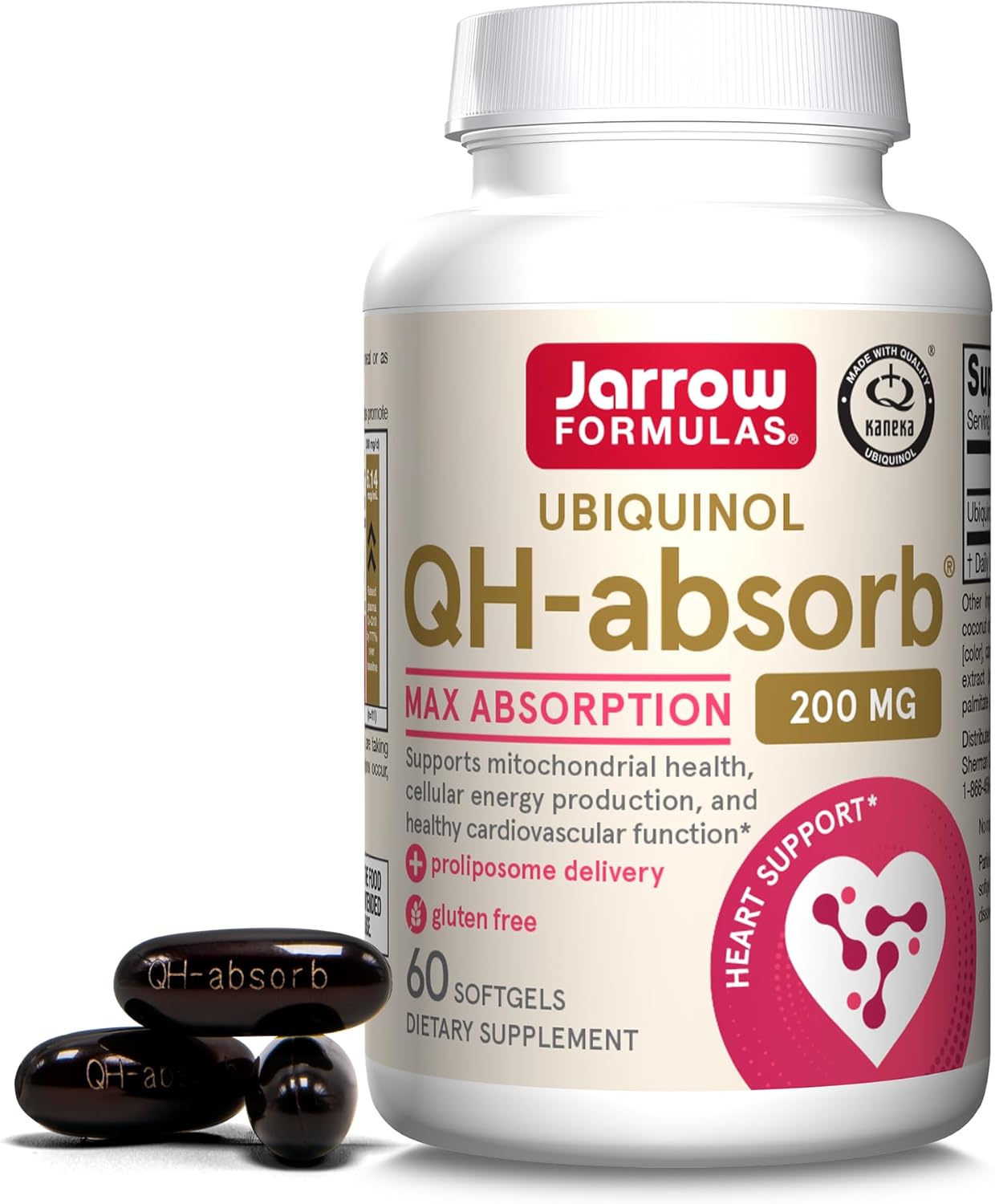 Front Image: Jarrow Formulas Ubiquinol QH-Absorb 200mg softgels bottle 60 count