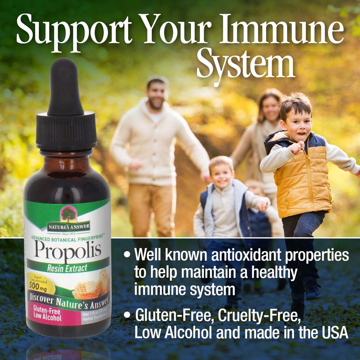 Nature's Answer Propolis bottle with family in a paNature’s Answer Propolis Resin Herbal Liquid Supplement - 30mlpport.