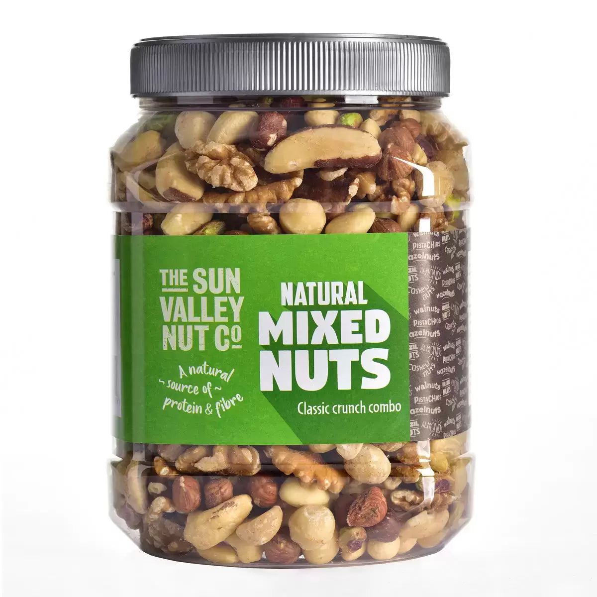 Front image: Sun Valley natural mixed nuts selection 1kg pack assorted nuts packaging
