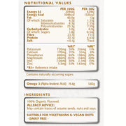 Supplement facts & ingredients image: Linwoods Organic Flaxseed 1kg ingredient label 100 percent flaxseed