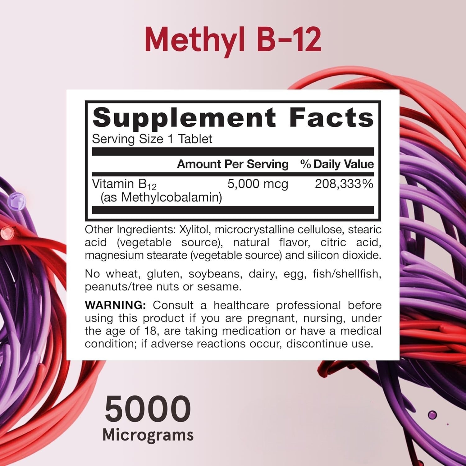 Supplement Facts Image: Jarrow Formulas Methyl B-12 5000mcg supplement facts ingredients chewable tablets fruit flavored