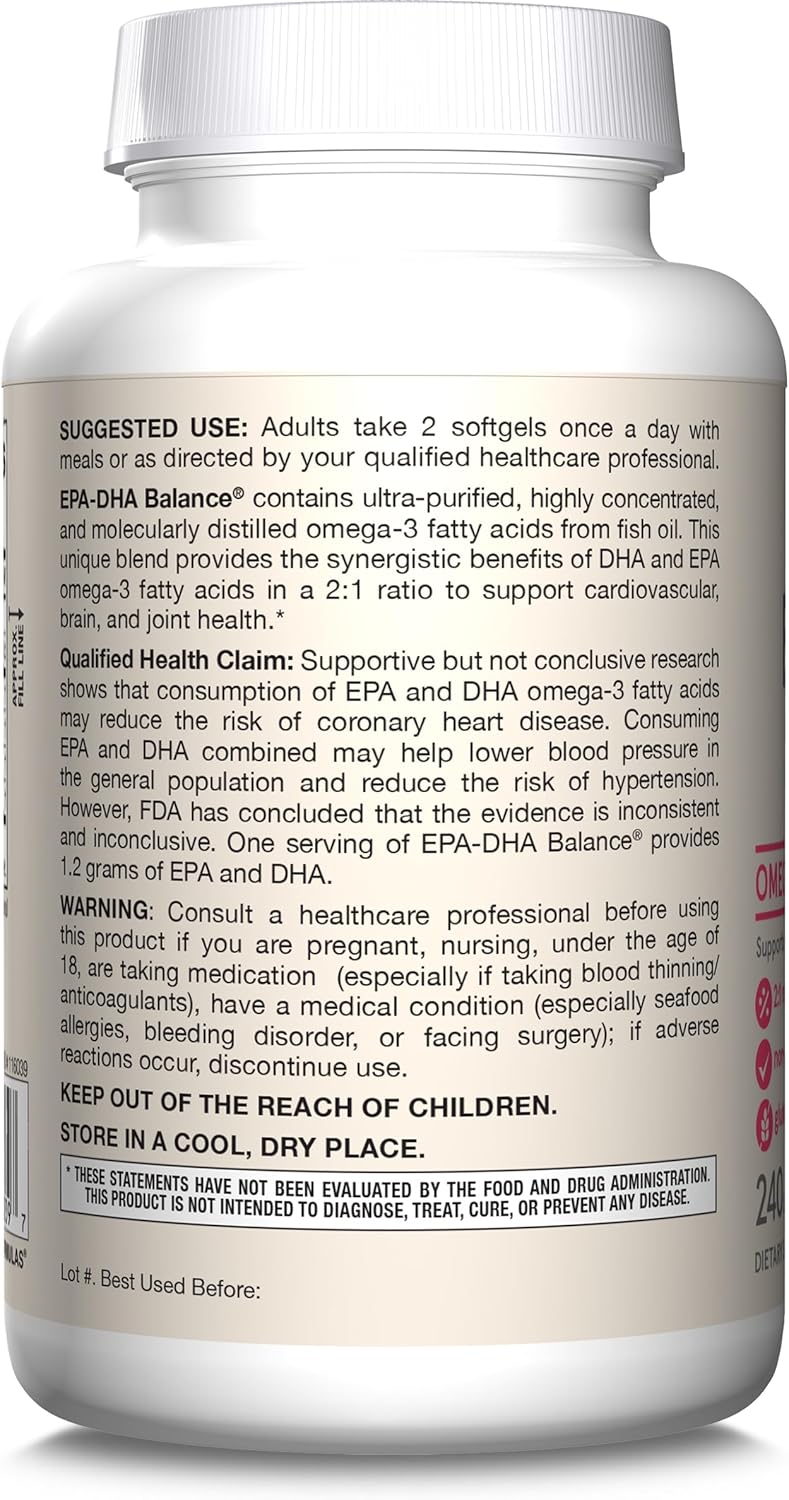 How to Use Image: Jarrow Formulas fish oil EPA DHA balance 1200mg softgels usage instructions with meals